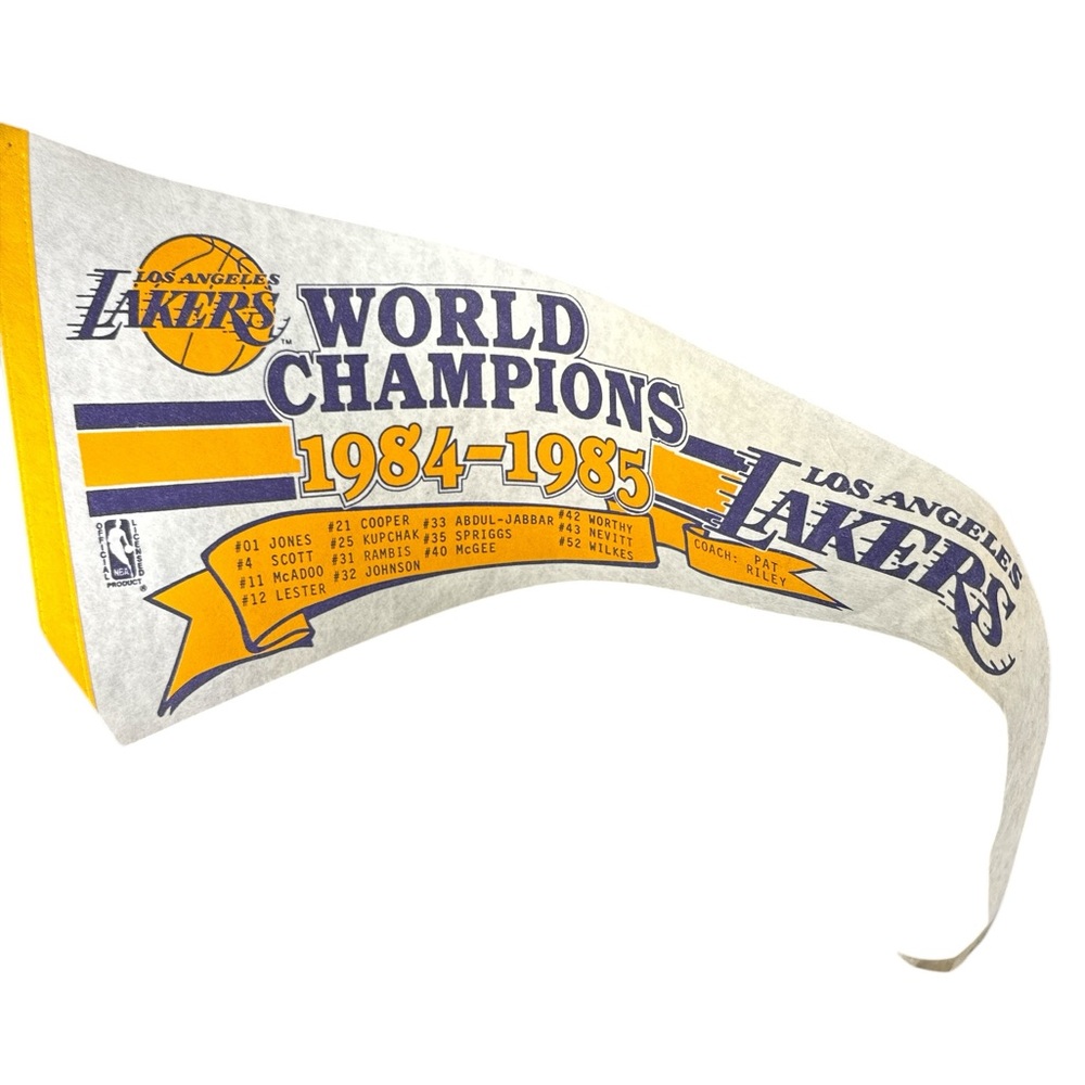 Vintage 1980's Los Angeles Lakers Felt Pennant, NBA world champions
